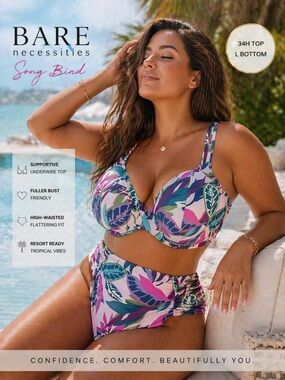 Birdsong by Bare
Necessities Tahitian Jungle Swimsuit 34H Top /  L Bottom